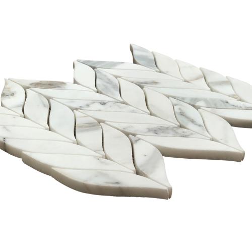 Calacatta Gold Italian Marble Leaf Shape Mosaic Tile Honed