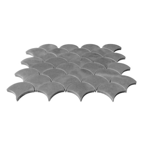 Bardiglio Gray Marble Fish Scale Fan Shaped Sea Shell Mosaic Tile Honed