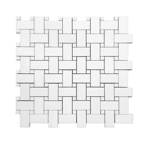 Bianco Dolomite Marble Basketweave Mosaic Tile Honed