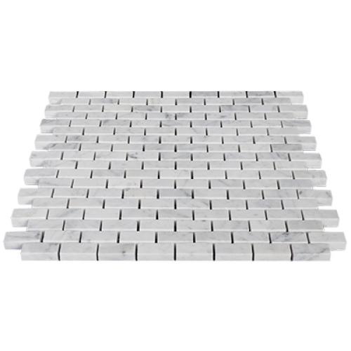 Carrara White Italian Marble Mini Brick Mosaic Tile Polished