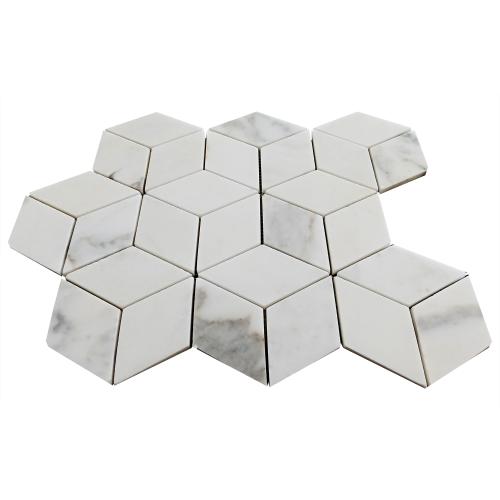 Calacatta Gold Italian Marble Rhombus 3D Cube Diamond Mosaic Tile Polished
