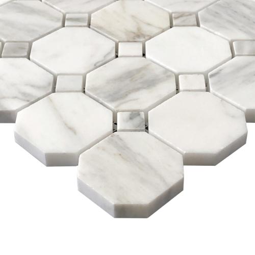 Calacatta Gold Marble Octagon Mosaic Tile Polished