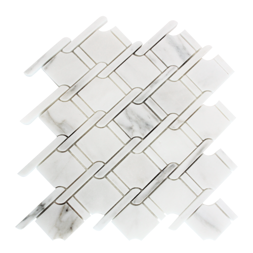 Calacatta Gold Marble Marbella Lynx Rope Design with Calacatta Gold Strips Mosaic Tile Polished