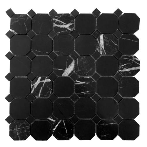 Nero Marquina Black Marble Octagon Mosaic Tile Polished