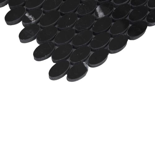 Nero Marquina Black Marble Ellipse Oval Mosaic Tile Polished